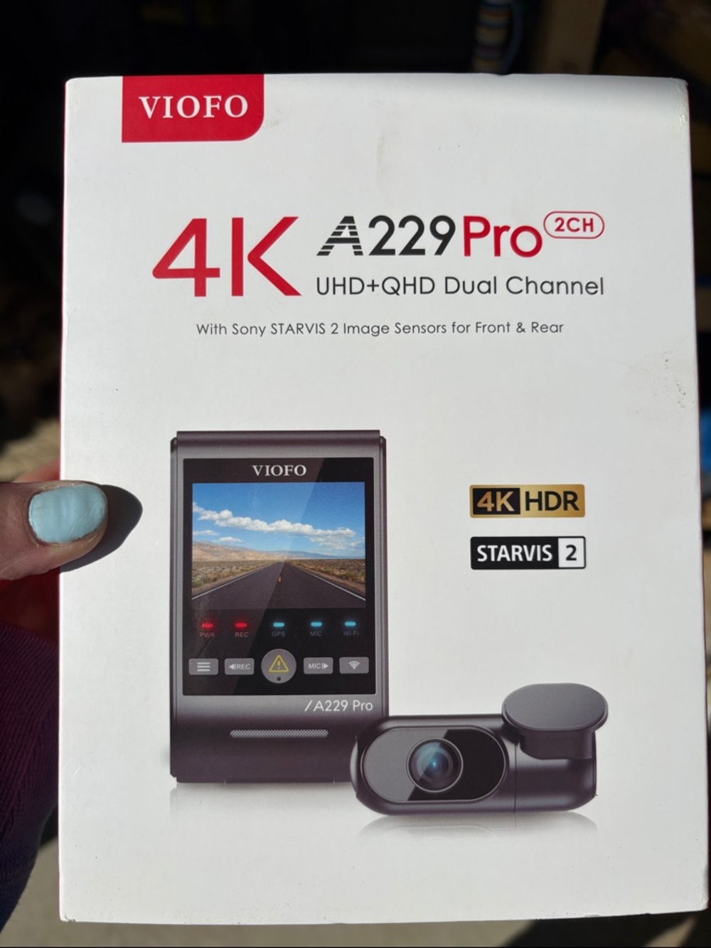 4K A229 Pro Dual Channel Dash Camera - Black